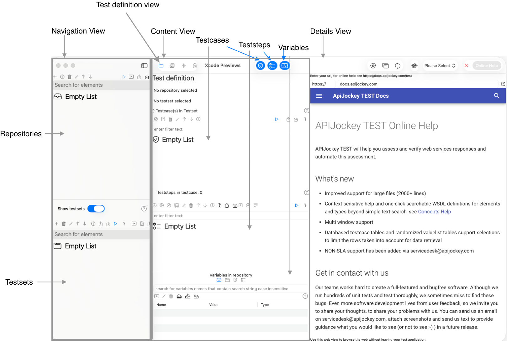 Test definition view