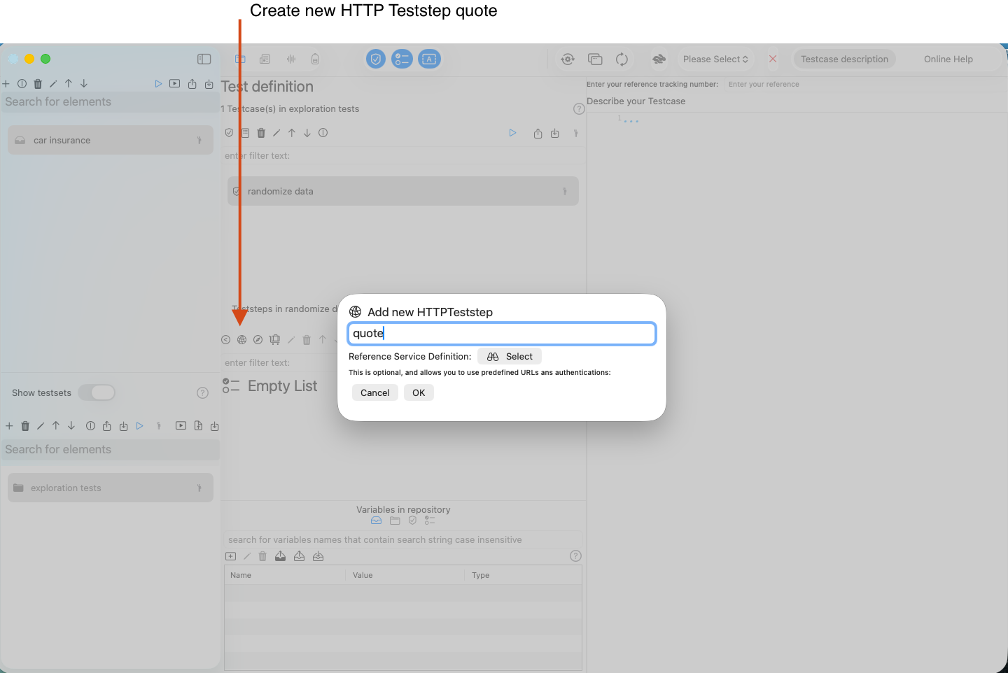 new HTTP Teststep 'Quote'