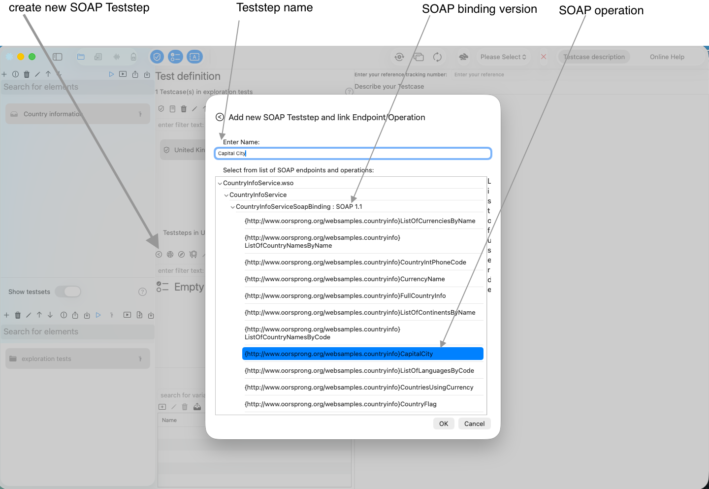 Button new SOAP Teststep